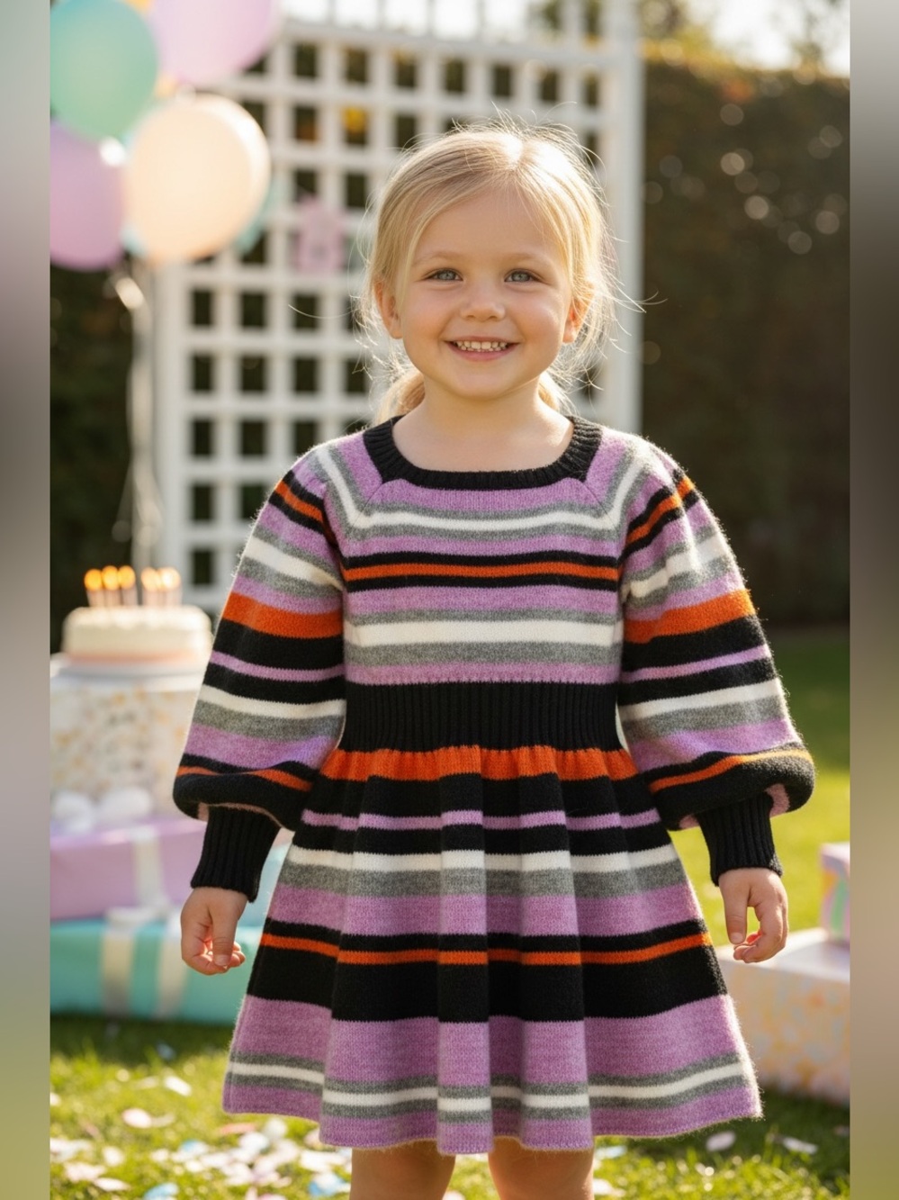 Habitual Girl Multi Stripe Knit Sweater Dress Long Sleeve 4T